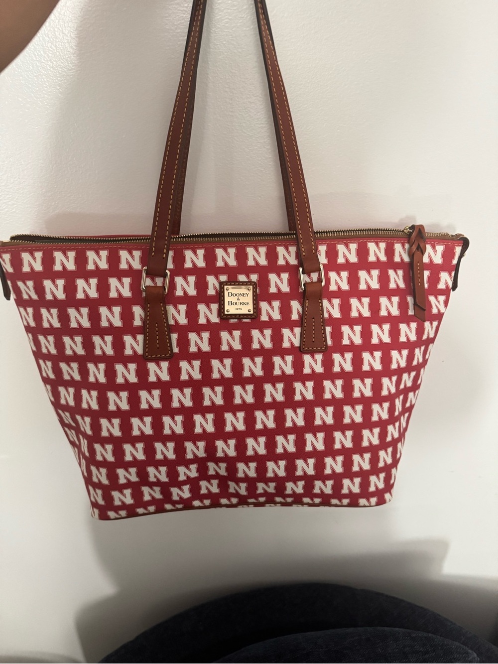Dooney & Bourne Nebraska Huskers Zip top Shopper Tote bag Scarlet License NCAA